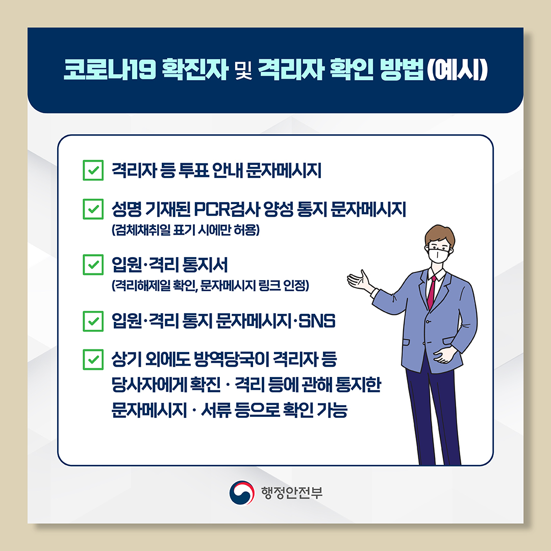 코로나19 확진자 및 격리자 사전투표 안내